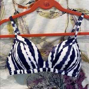 Athleta Blue and White Padded Bikini Top